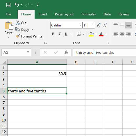 Decimal to Words in Microsoft Excel